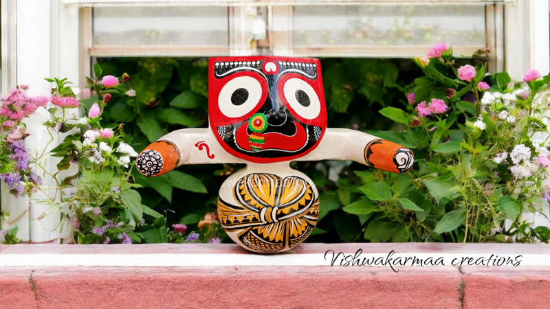 Mohana Rupam of Lord Jagannath, Subhadra, Balabhadra Murti Set | Handcrafted - Neem wood Multicolour Set - Image 2