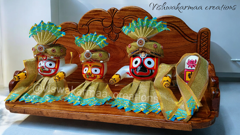 Neem wooden throne & dress Handcrafted Chaturdhamurti (6 in) - Image 5