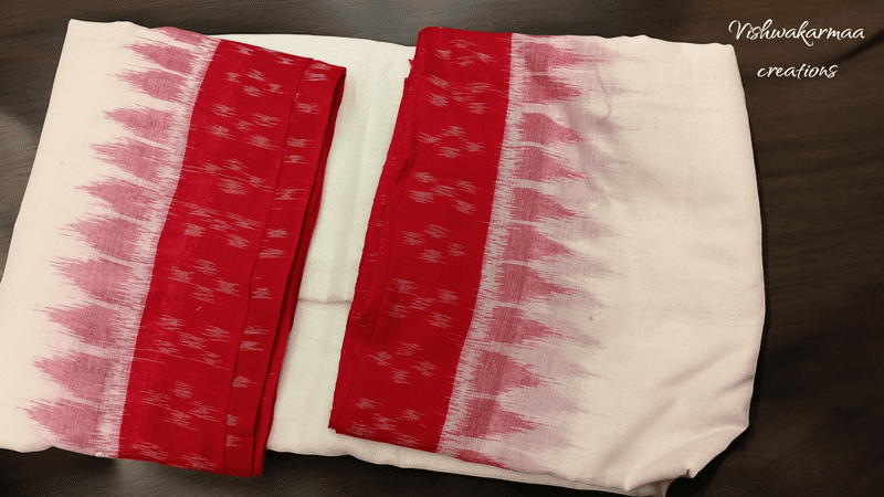 Hand Woven Cotton Pata for Shri Jagannath with White color and Red border