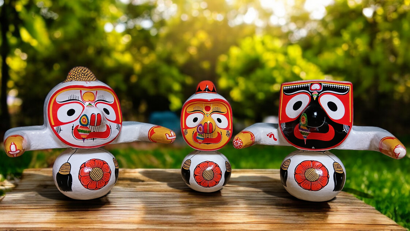 Jagannath Balabhadra Subhadra Sudarshan Murti Set – Pure Neem Wood Handcrafted in Puri