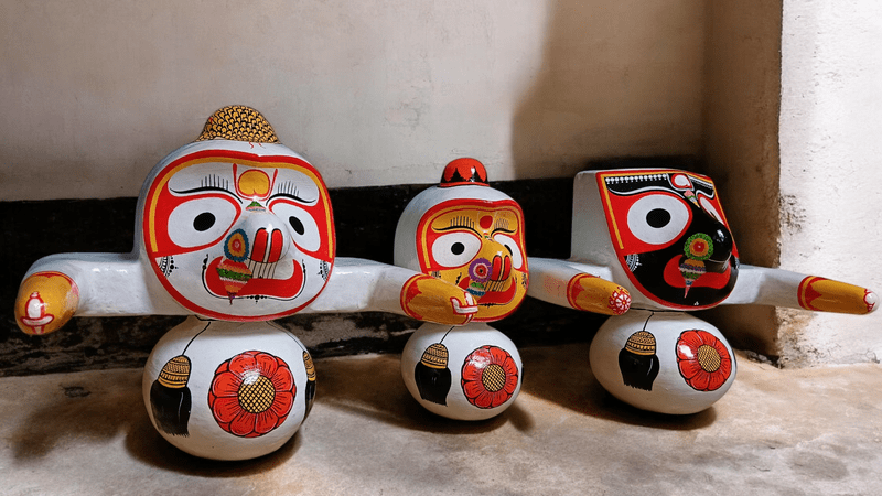 Jagannath Balabhadra Subhadra Sudarshan Murti Set – Pure Neem Wood Handcrafted in Puri - Image 2