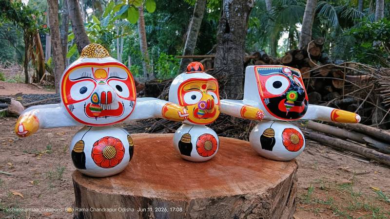 Jagannath Balabhadra Subhadra Sudarshan Murti Set – Pure Neem Wood Handcrafted in Puri - Image 7
