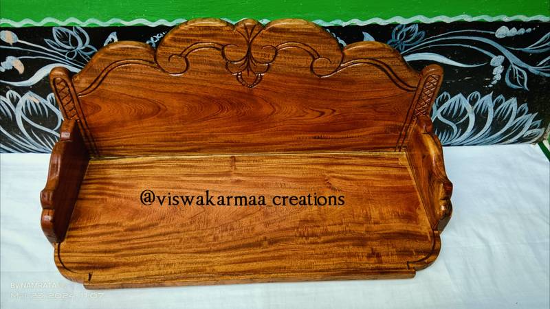 Neem wooden throne & dress Handcrafted Chaturdhamurti (6 in) - Image 6
