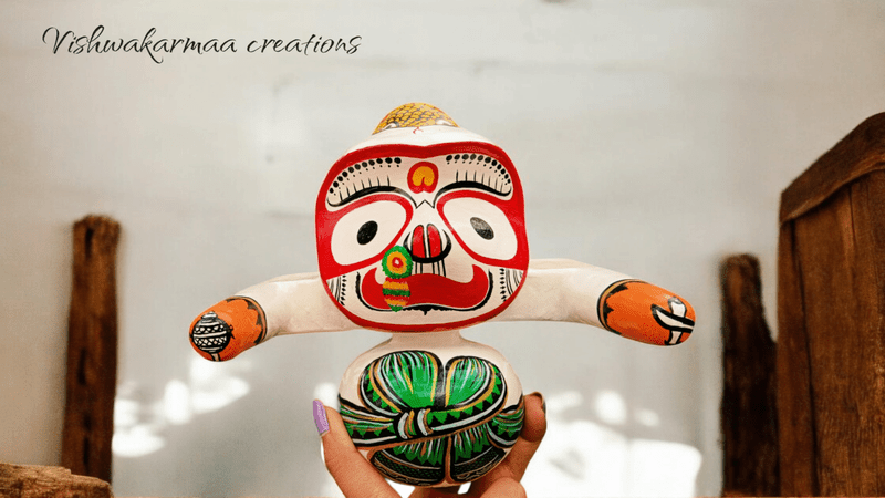 Mohana Rupam of Lord Jagannath, Subhadra, Balabhadra Murti Set | Handcrafted - Neem wood Multicolour Set - Image 3